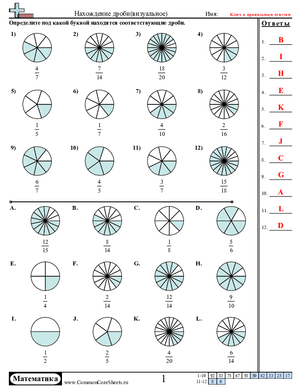  - нахождение-эквивалентной-дроби-визуальное worksheet