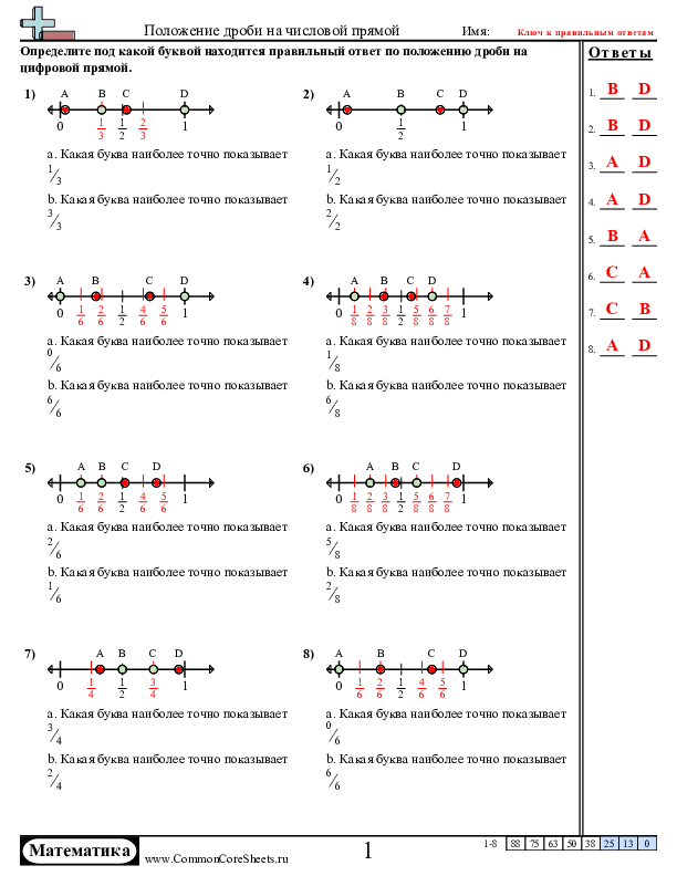  - нахождение-дробей-на-числовой-прямой worksheet