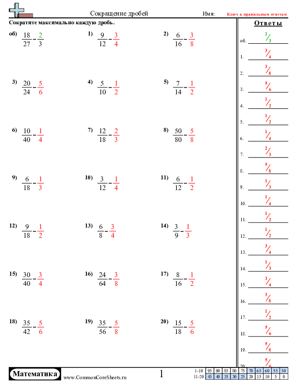  - сокращение-дробей worksheet