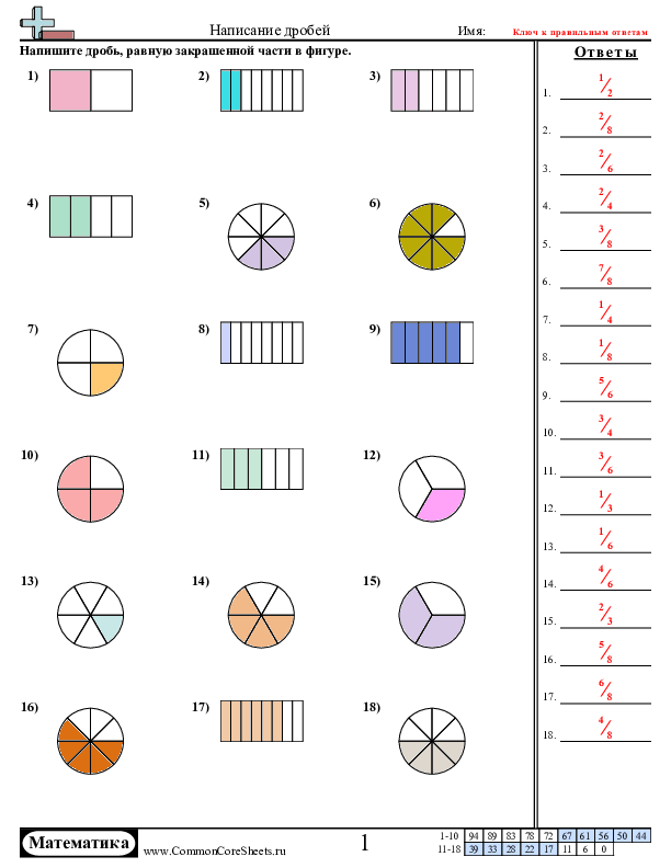  - написание-дробей worksheet