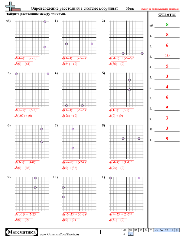  - нахождение-расстояния-одинаковые-x-или-y worksheet