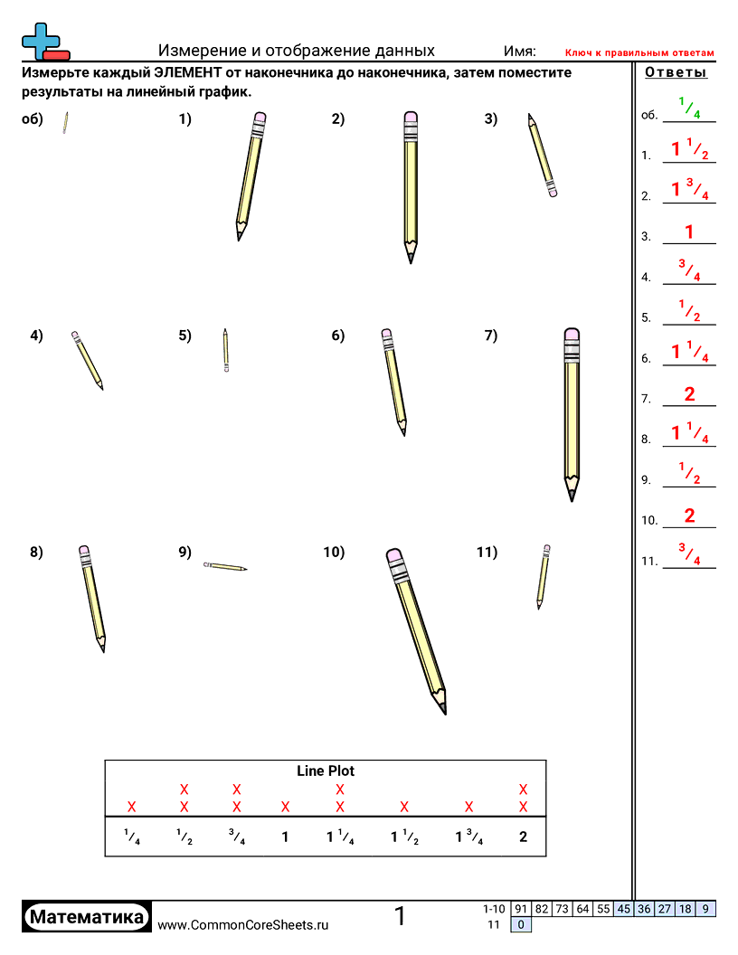 Рабочие Листы с Единицами Измерения - измерение-и-представление-данных worksheet