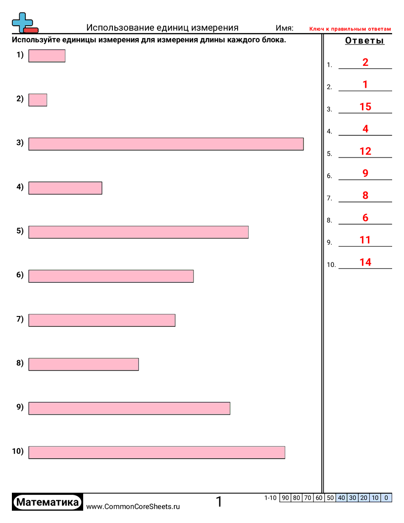 Рабочие Листы с Единицами Измерения - использование-единиц-измерения worksheet