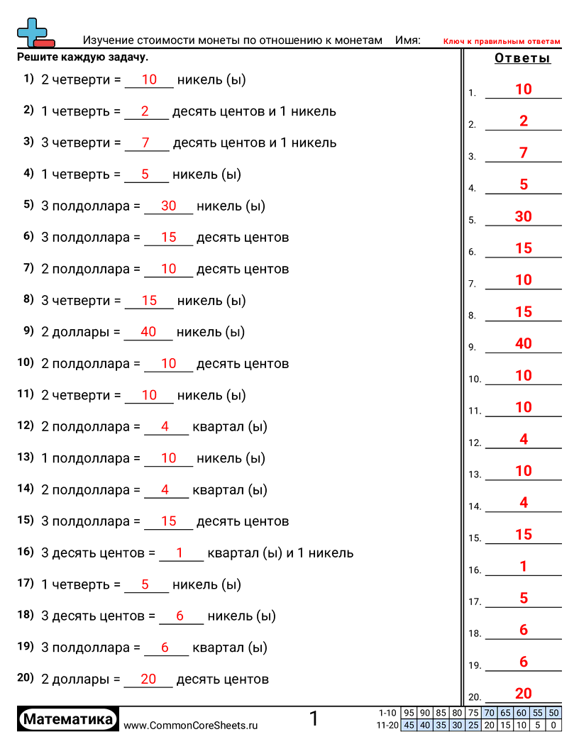 Рабочие Листы по теме Деньги - сравнение-ценности-монет worksheet