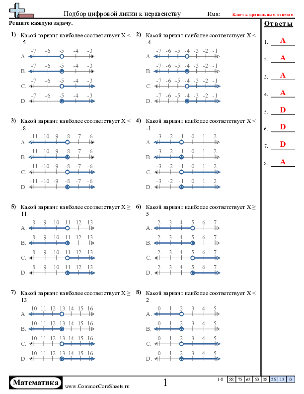  - подбор-числовой-прямой-к-неравенству worksheet