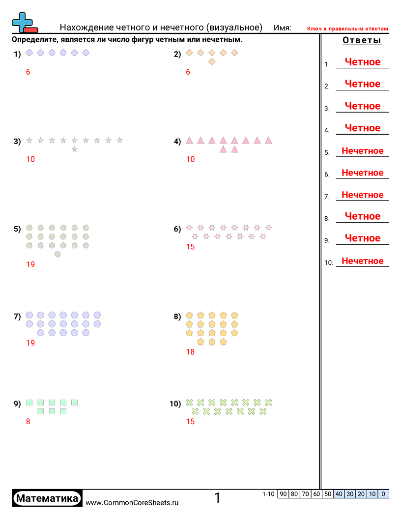 Разряд и Вес Разряда - определение-четного-и-нечетного-визуальное worksheet